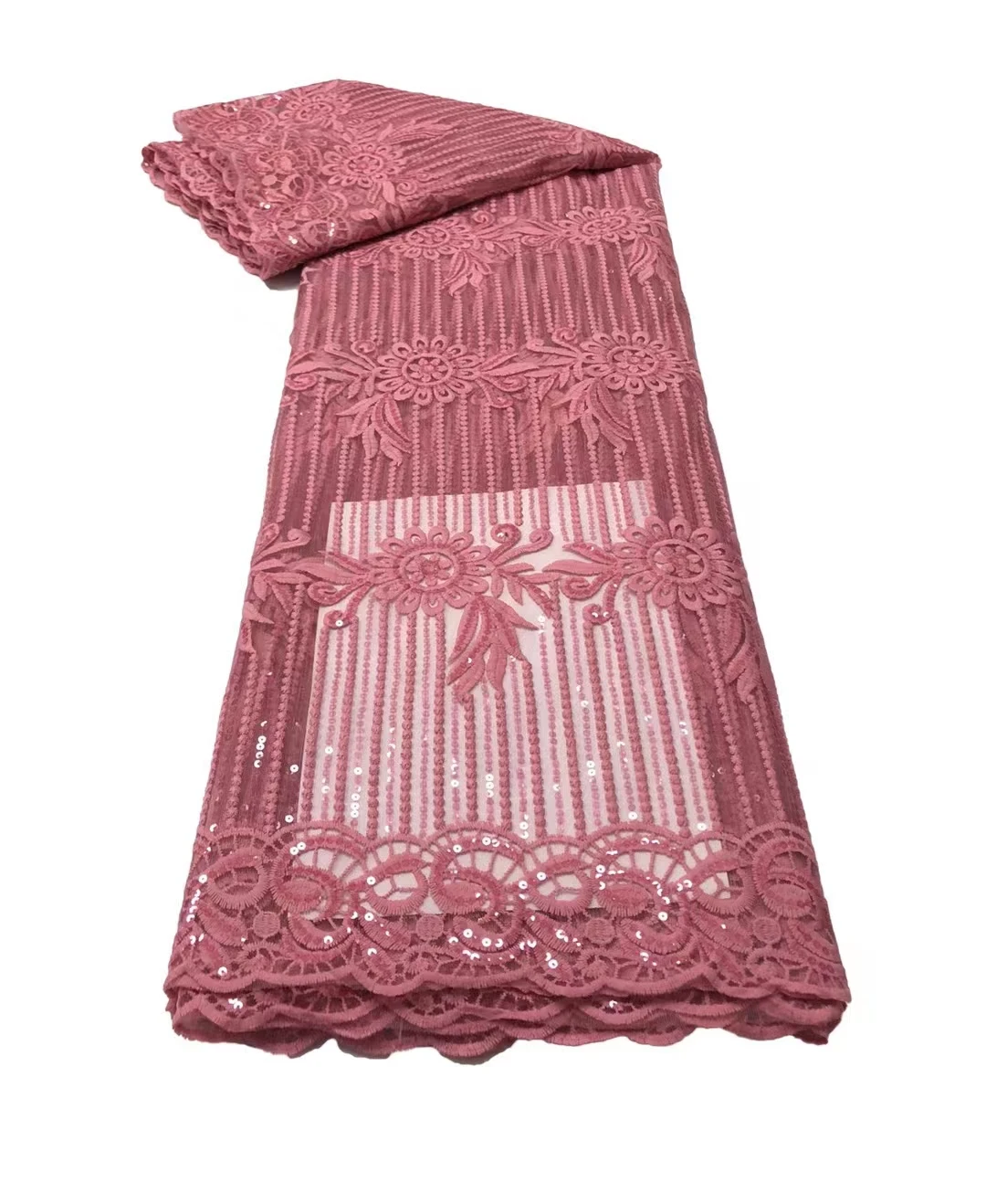 

2021Classic High Quality Elegant Latest African French Mesh Lace with Sequins Fabric For Party Dress NN396_K