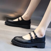 womens pumps shoes loafers leather 2021 retro single style girls student college costume casual shoes