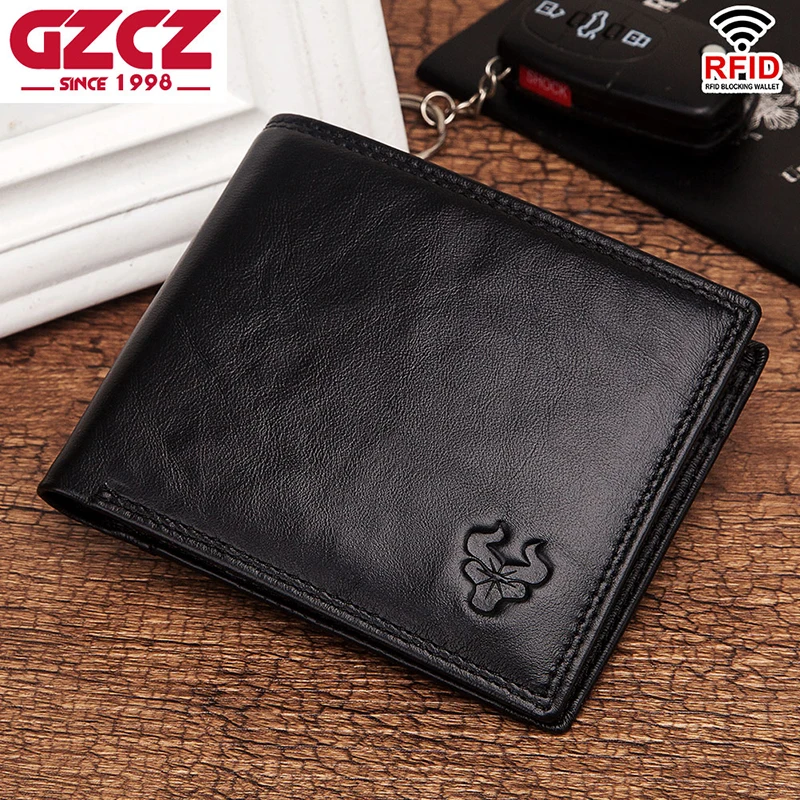 GZCZ Rfid высококачественный кошелек из натуральной кожи мужской портмоне портфель