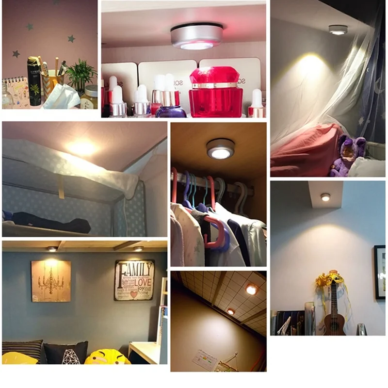 3 Светодиодные ночные светильники для шкафа лампа с питанием от батарейки