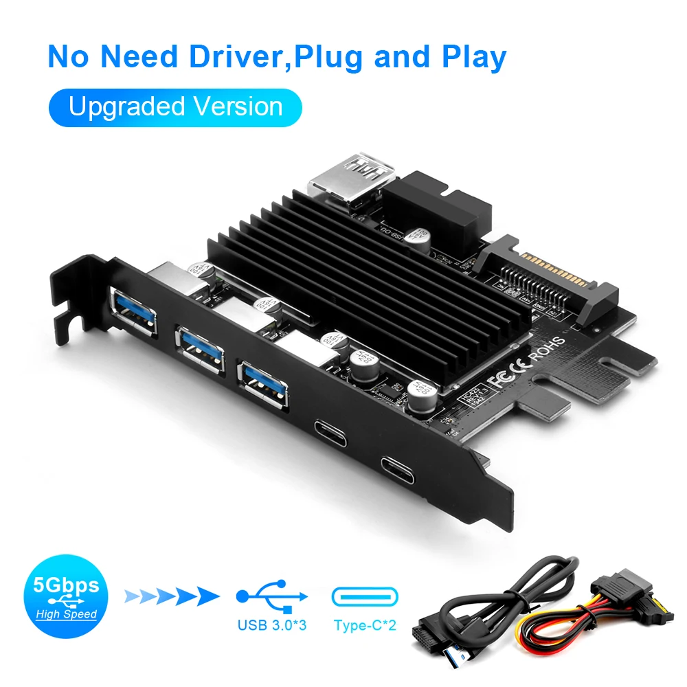 Rocketek USB 3.0 Type c PCI E плата расширения с 5 портами адаптер внешний контроллер Экспресс