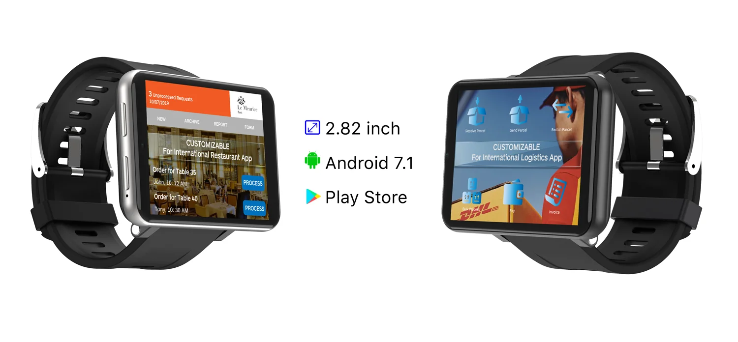 4G Смарт-часы для мужчин Android 7,1 3GB+ 32GB 2,86 ''lcd 480*640 Экран sim-карта gps WiFi 2700mAh батарея смарт-часы для ios android