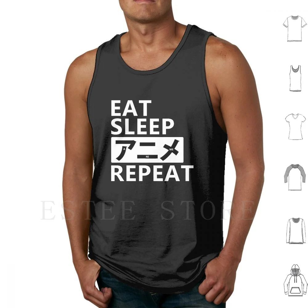 

Eat , Sleep , Repeat : Anime Tank Tops Vest Sleeveless Eat Sleep Repeat Anime Sakura Sasuke Bleach Ghost In The Shell Genji