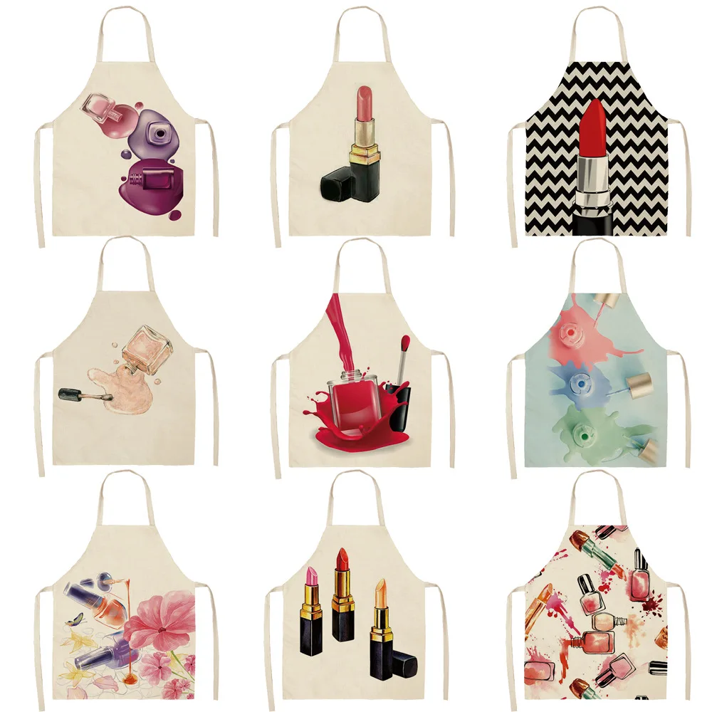 

Creative Women's Nail Polish Lipstick Pattern Apron Women's Cooking Accessories Apron Baking Accessories Apron Men's Cafe