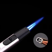 new double direct bbq igniter spray gun welding torch windproof inflatable metal long strip portable point cigar gas lighter