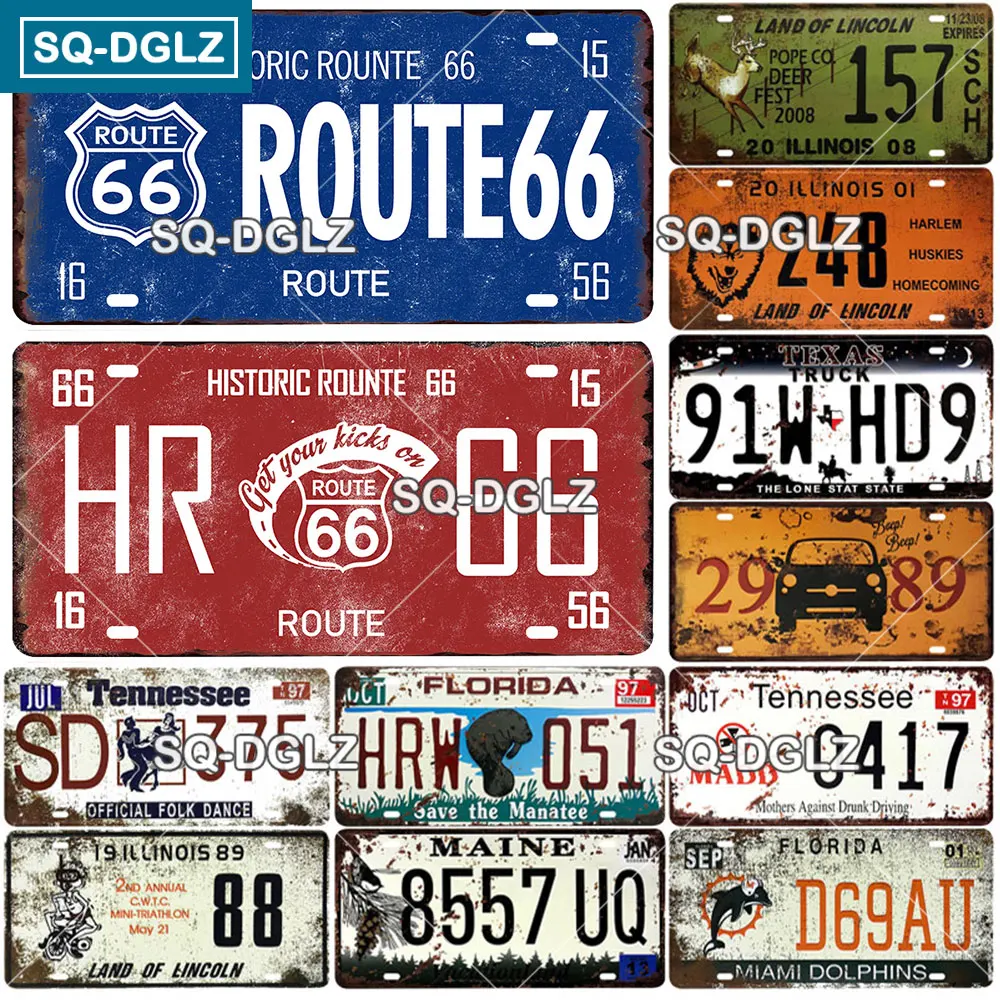 [SQ-DGLZ] Route 66 номерной знак винтажный городской металлический жестяной Декор для