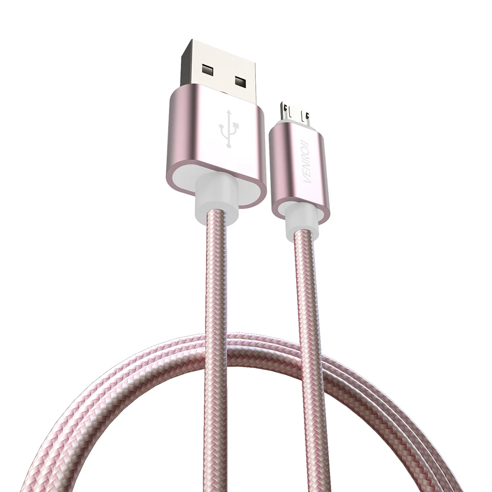 Rose Gold Быстрая зарядка USB кабели микро-USB кабель Android мобильного телефона синхронизации данных Зарядное устройство кабель для Samsung A7 S7 для Xiaomi 1 м/2 м/3 м шнур - Цвет: Rose Gold