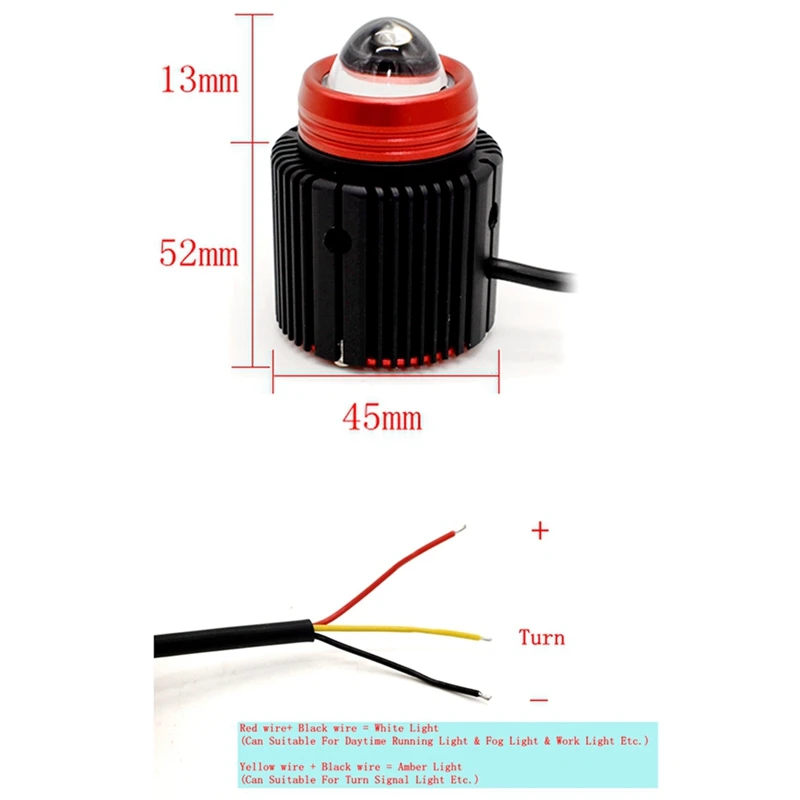 

2PCS Universal Motorcycle Led Headlights LED Spotlights Dual Color High Low Beam Auto Auxiliary Lamp