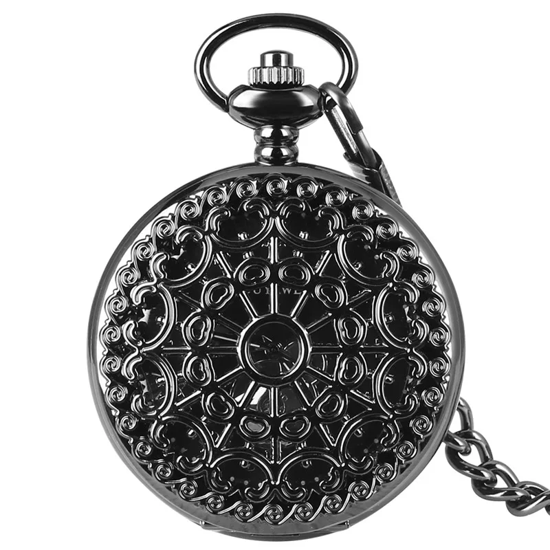 Antique Hollow Spider Web Pendant Clock Skeleton Hand Winding Mechanical Pocket Watch Roman Numerals Display Pendant Chain Gift