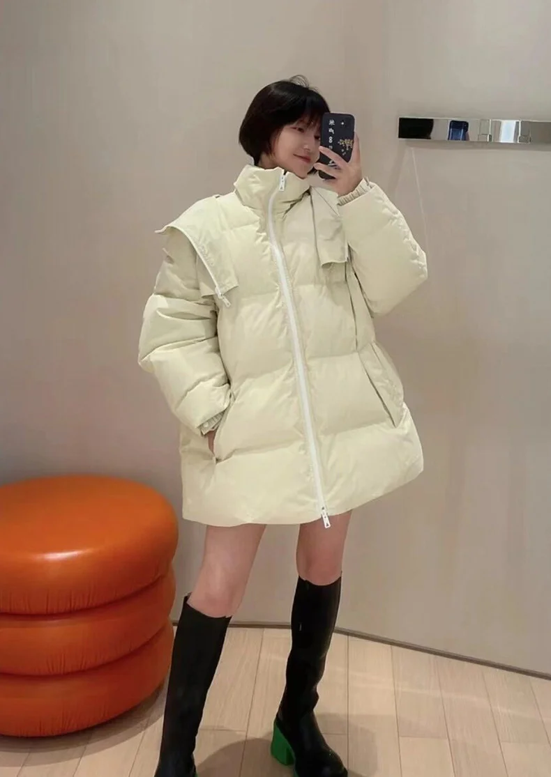 

2021 new winter high-end net red thickened loose hooded bv fashion bread down jacket women's short coat
