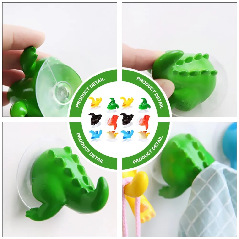 

12pcs 3D Animal Tail Sucker Hook Keychains Towels Clothes Hanger (Mixed Color)