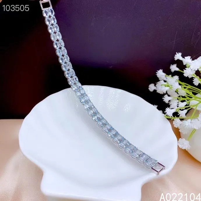 

KJJEAXCMY fine jewelry 925 sterling silver inlaid Natural Sky blue topaz women noble luxury oval gem hand bracelet support detec