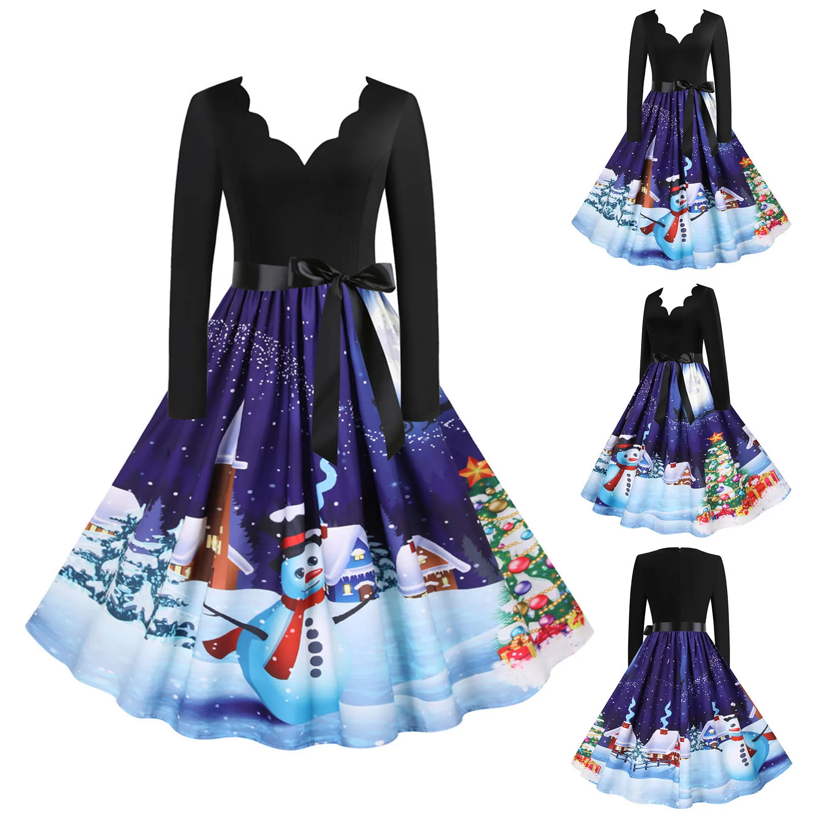 

Женское винтажное платье с длинным рукавом, вечернее платье для рождественской вечевечерние, L3, 2021