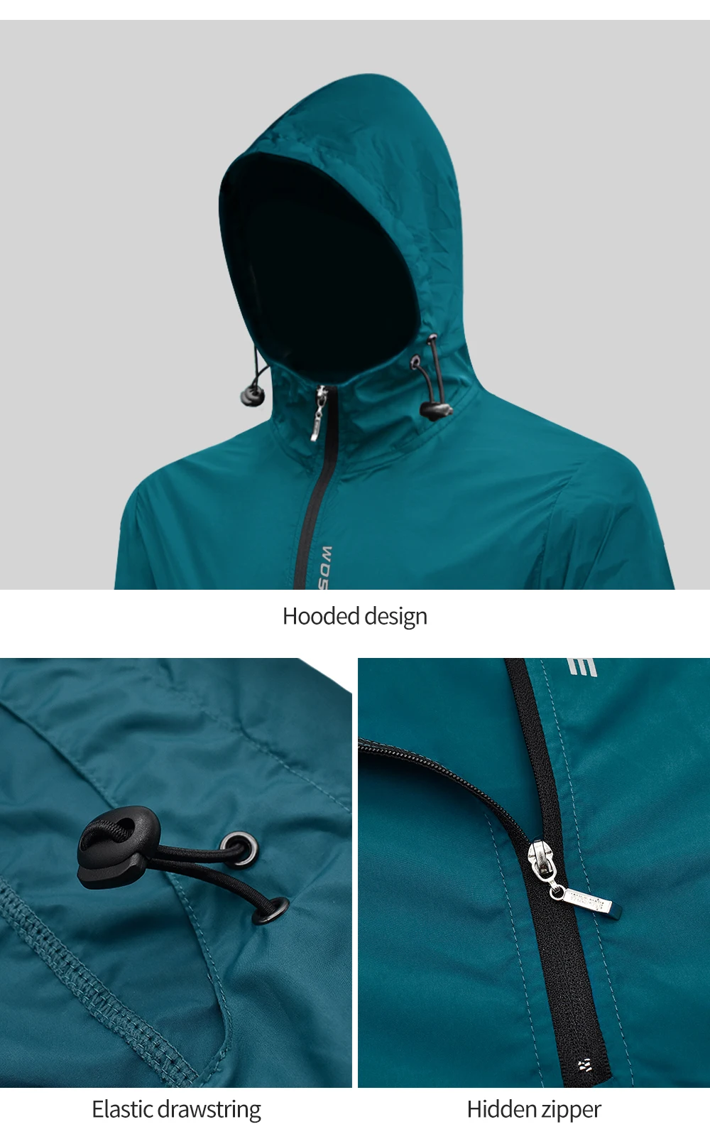 Ветровка WOSAWE мужская с капюшоном тонкая мотоциклетная куртка светоотражающая