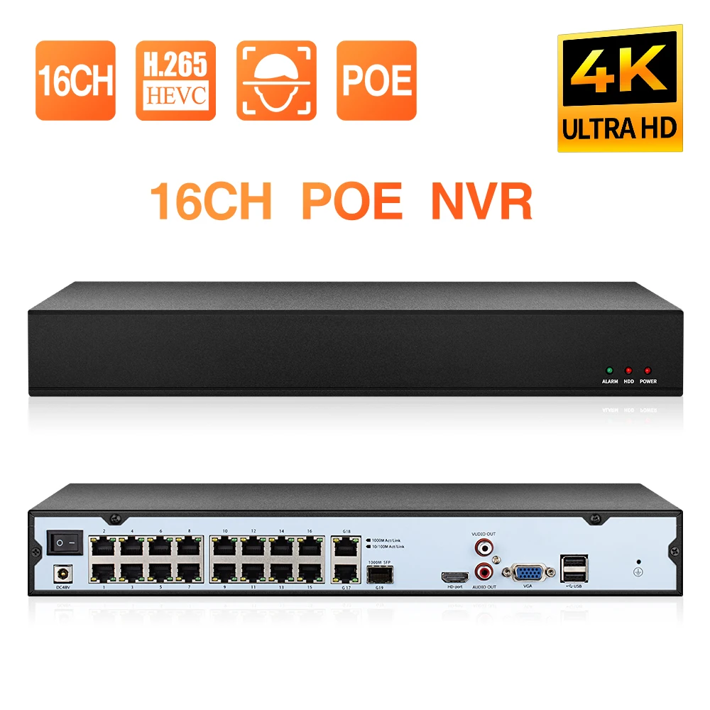 

Techage 16CH 4K 5MP 4MP 3MP 1080P POE NVR P2P Remote Access Face Detection H.265 Video Recorder For CCTV Security Camera System