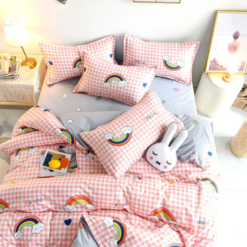 

Bedding Set Cartoon Duvet Cover Animal for Kids Girls 3/4pcs Rainbow Bedspreads BeddingOutlet Fashion New Printing Bed Linens