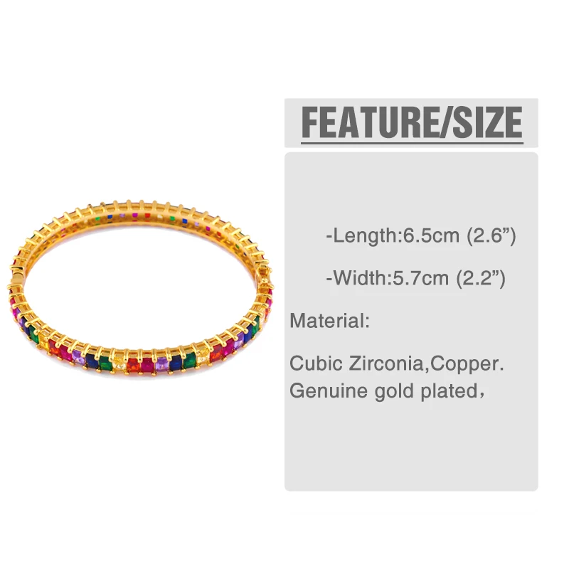 Женский Хрустальный Теннисный браслет FLOLA Радужный Браслет с кубическим