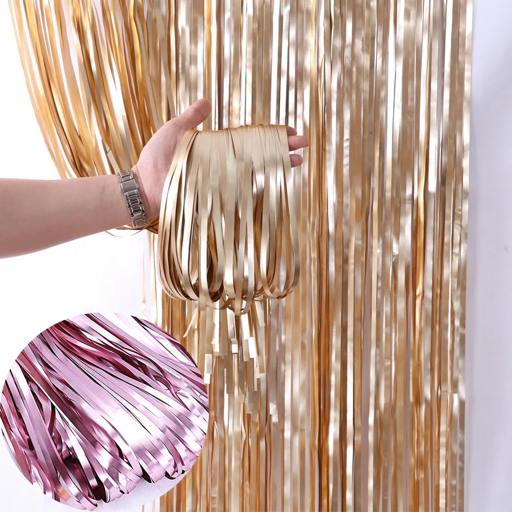 2 м 3M золотая металлическая бахрома из фольги свадебный фон стенд День Рождения