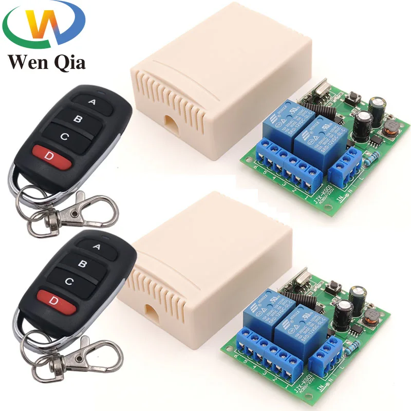 

433MHz Wireless Universal Remote Control AC 100V 220V 10Amp 2200W 2CH rf Relay Receiver and Transmitter for light/ Motor switch