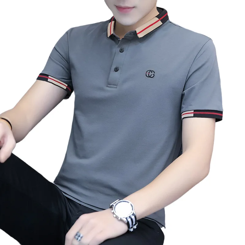 

Simple Men's Pure Color Polo Shirt Embroidered Lapel Business T-Shirt Summer Hot Sale Slim Cotton Fashion Clothing 14 Colors 4XL