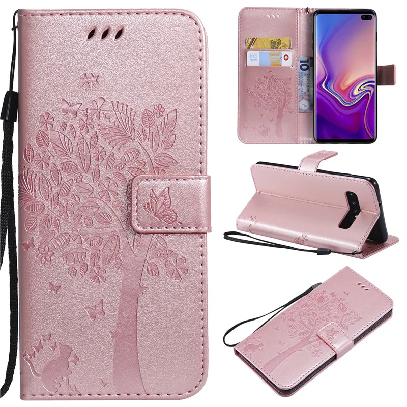 

Luxury PU Leather S10plus Case For Samsung Galaxy S10 S9 Plus S10E 5G 3D Printed Flip Card Holder Stand Shockproof Cover Carcasa