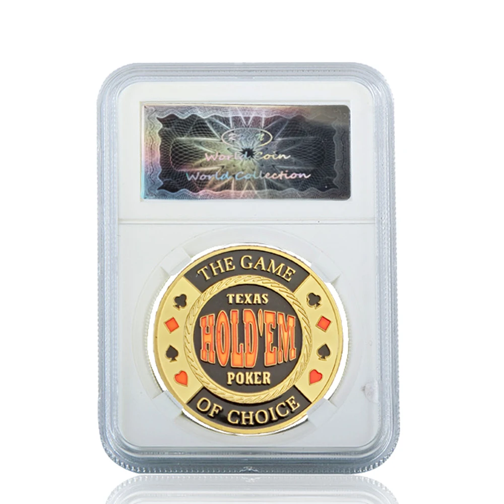 

Texas Hold'em Chips Metal Press Models Poker Chip Guard Personalized Collection Token Coin W/ Acrylic Display