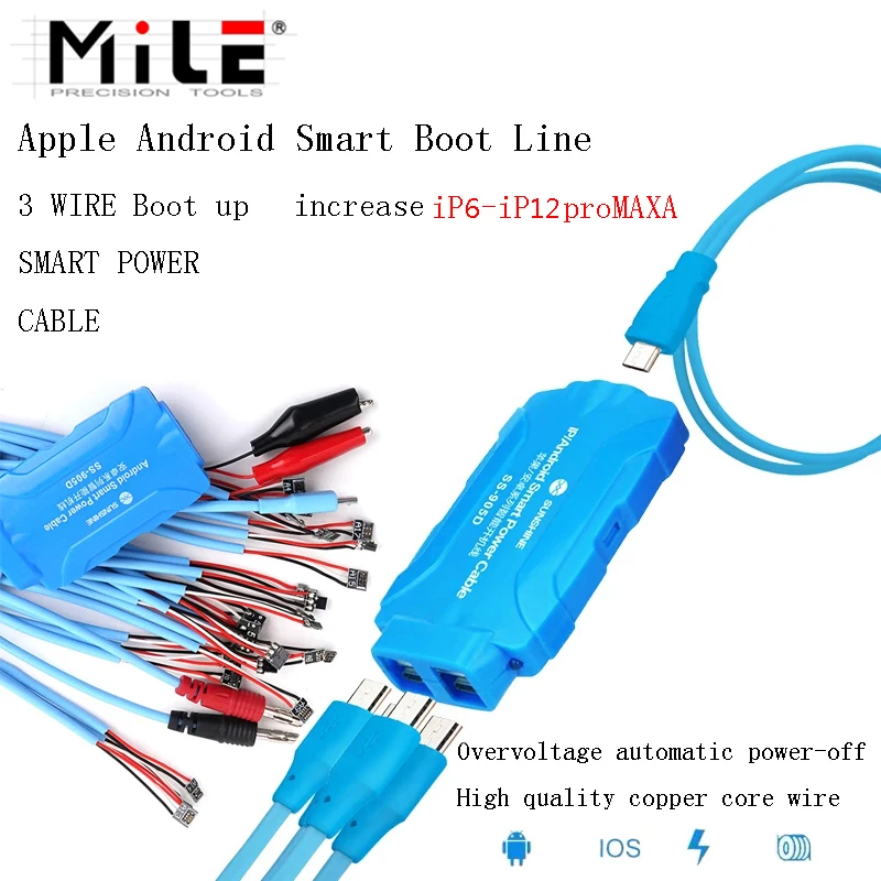 SUNSHINE SS-905D V7.0 New Phone Smart Power Cable For iPhone 6G -13 Pro Max Samsung Huawei DC Power Supply Current Testing Cable