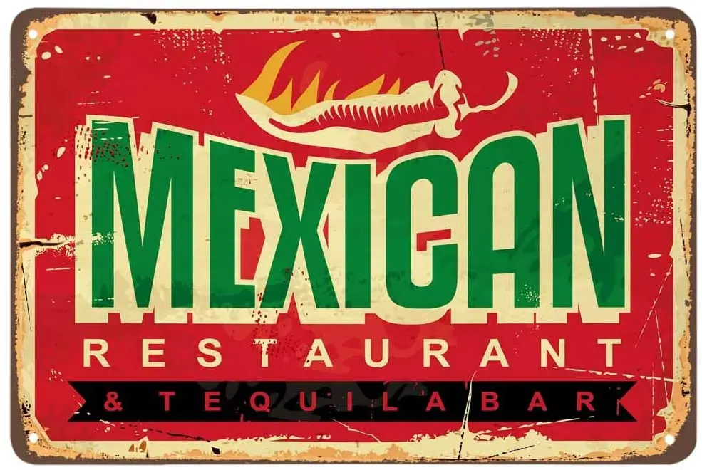 

Мексиканская жестяная вывеска AOYEGO, ресторан Чили огонь, горячая вкусная еда, текилабар, винтажные металлические жестяные знаки для кафе, ба...