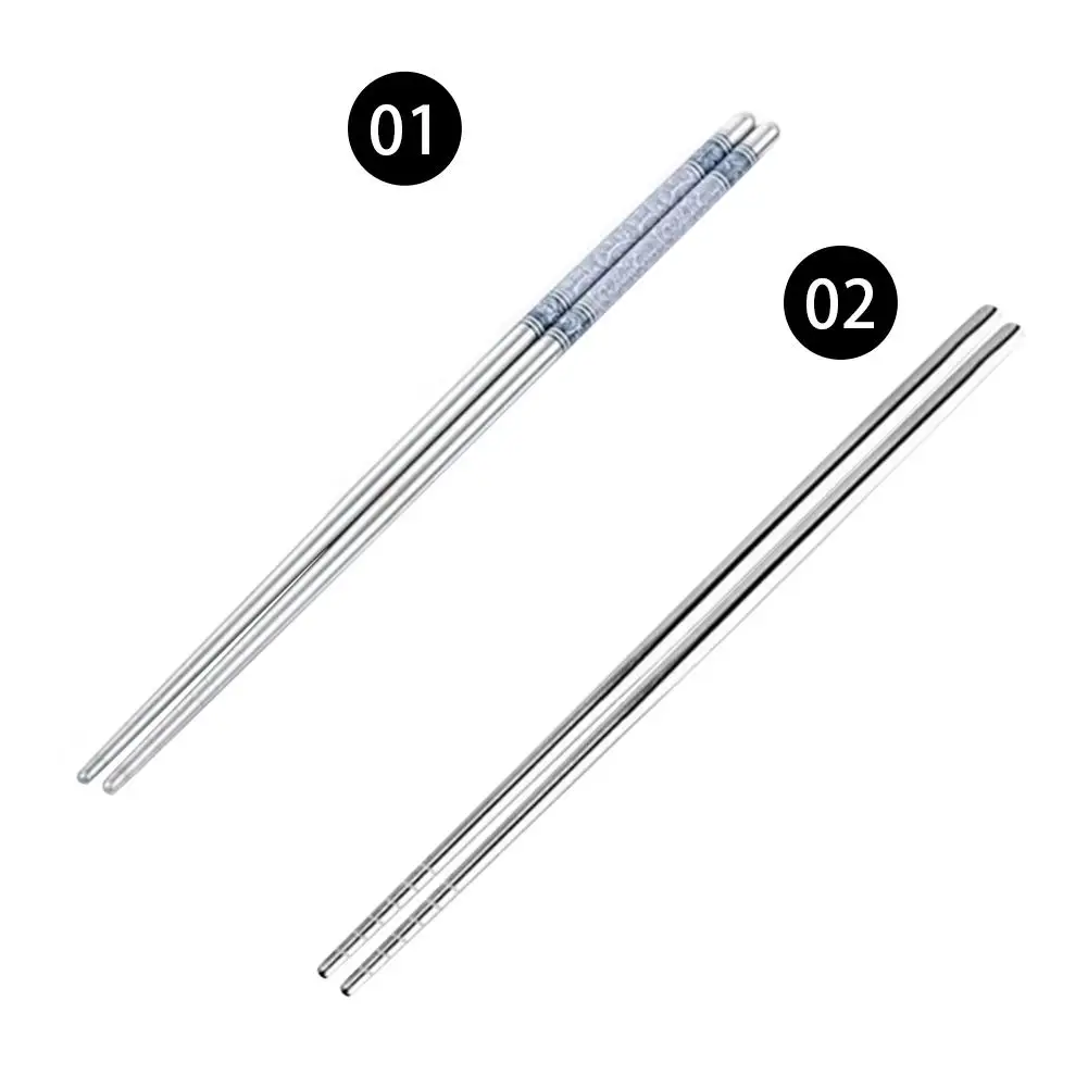 Китайские Длинные Белые Палочки для еды палочки из нержавеющей стали с рисунком