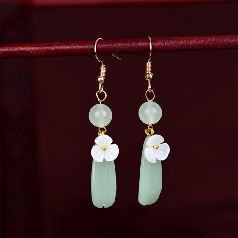Yanting Glass Glazed Tassel Earrings Female Gifts For Women Handmade Jewelry Ethnic Earrings Shell Flower Earring Hanging 0137