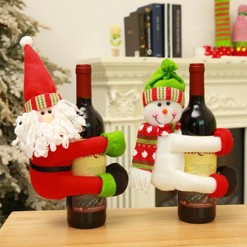 Санта Клаус Снеговик набор бутылок вина большой держатель бутылки украшения