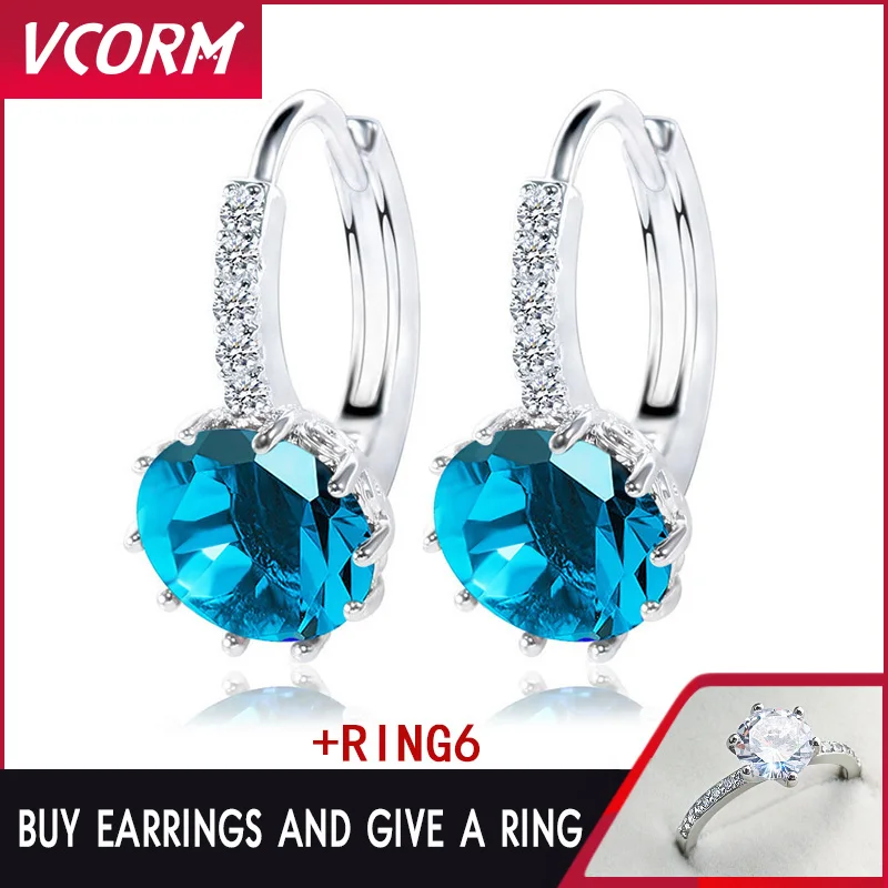 VCORM New Fashion 7 Colors AAA CZ Element Dangle Drop Earrings 2019 For Women Wedding Party Crystal Jewelry Buy 1 Get | Украшения и