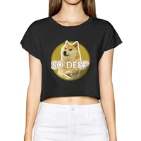 dogecoin doge hodl to the moon crypto meme ladies leak navel t shirt aesthetic clothes print funny tee 100 cotton