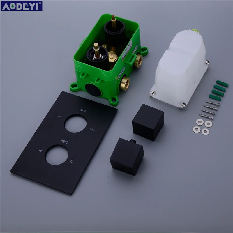 Черный латунный термостатический смеситель Набор смесителей для ванной комнаты