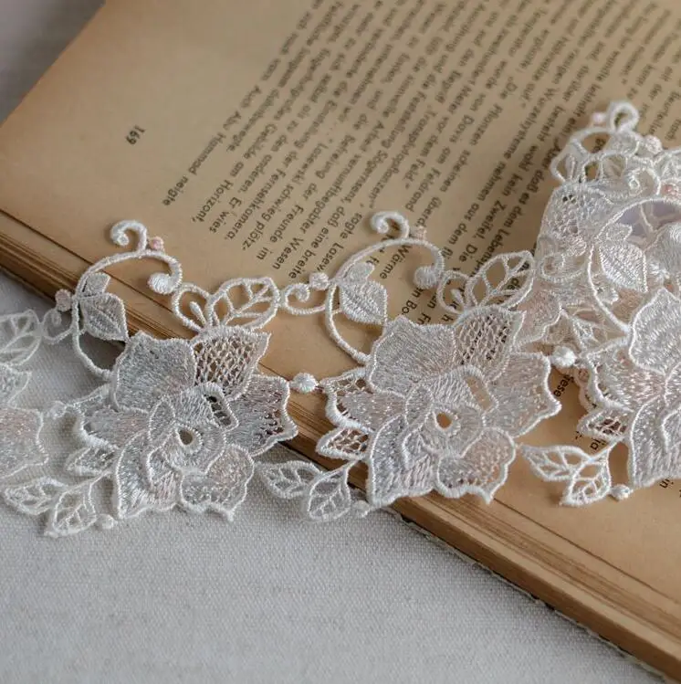 1 м/лот ширина 7 см Водорастворимая Вышивка кружевная отделка розовая белая