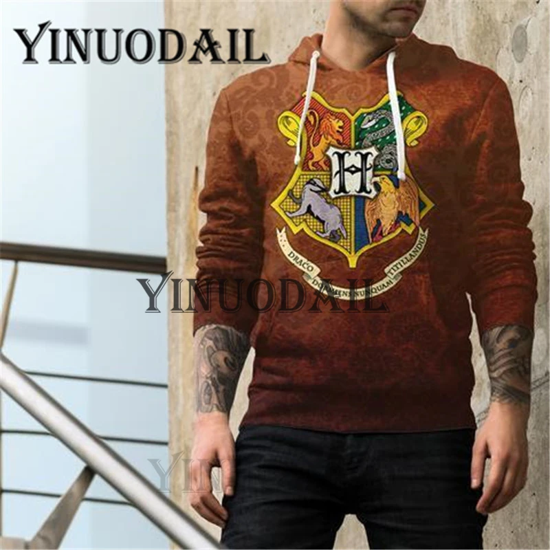 Wizardry 3D Толстовка с принтом и карманом Ravenclaw Gryffindor для взрослых унисекс Толстовка костюм толстовки Мужская одежда