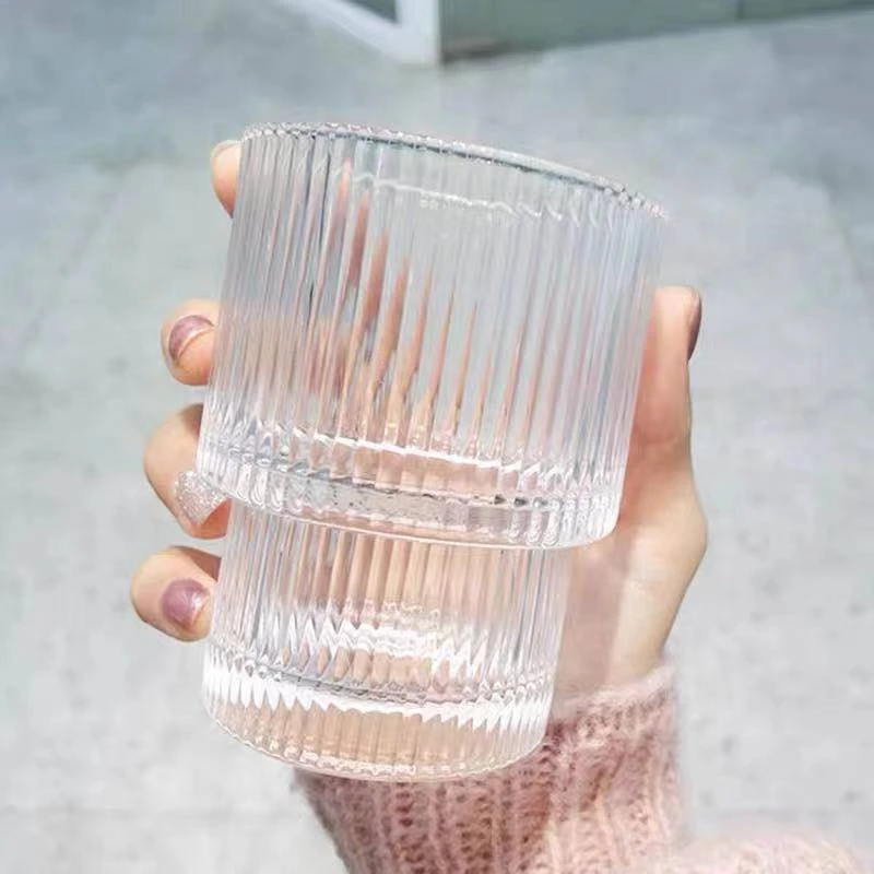 

2PCS/LOT Nordic Striped Glass Cold Water Latte Coffee Juice Drink Soda