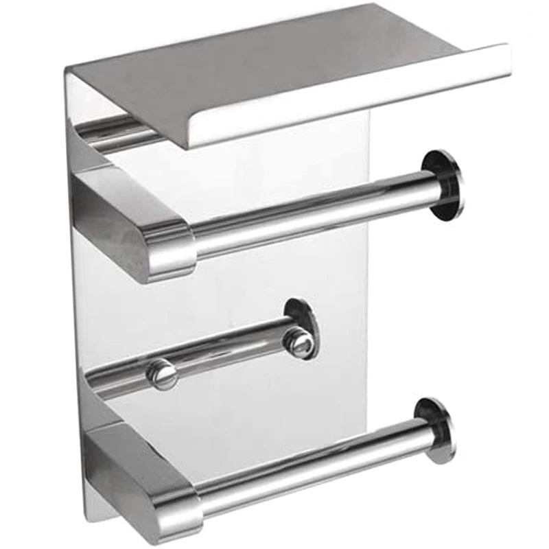 

Двойной рулон туалетной бумаги держатель настенный с полкой, SUS 304 нержавеющая сталь аксессуары для ванной комнаты рулон ткани диспенсер Stor