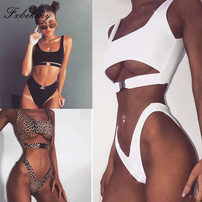 Новые ботинки с пряжкой Топ Бикини 2019 леопардовый купальник женский однотонный