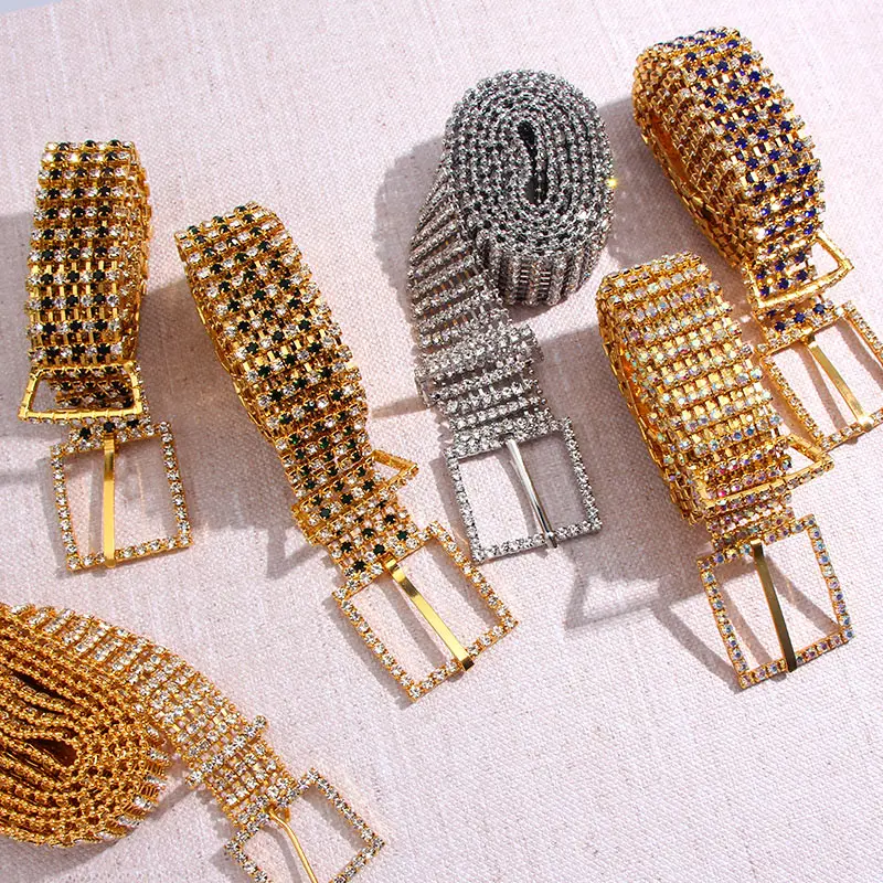 Женский Блестящий Пояс цепочка на талию JJFOUCS пояс с кристаллами стразы вечерние