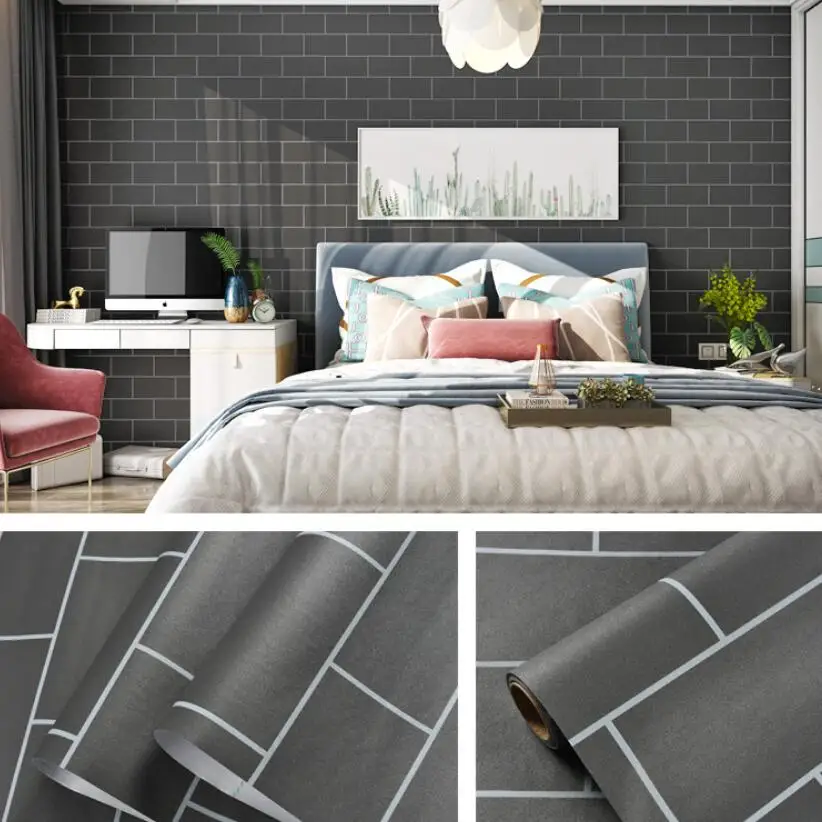 Черно-белые кирпичные обои наклейка клейкие для гостиной спальни декоративные