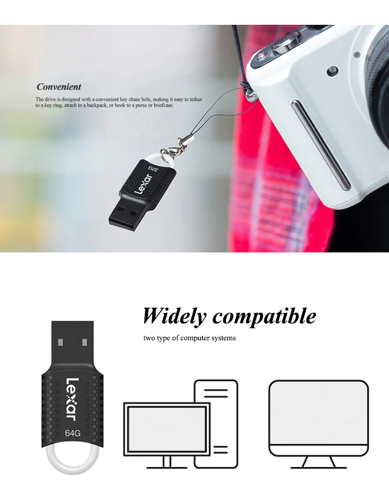 USB флеш-накопитель Lexar Jumpdrive V40, 64 ГБ, 32 ГБ, 16 ГБ, USB 2,0, Мини Портативный USB флеш-накопитель, карта памяти для хранения файлов