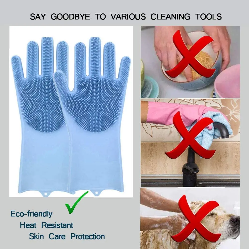 

Magic Silicone Dishwashing Gloves,Kitchen Cleaning Gloves with Brush Scrubbing