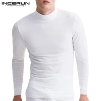 incerun winter tutleneck men thermal underwear tops long sleeve solid color long johns warm fashion t shirts men pullovers s 5xl