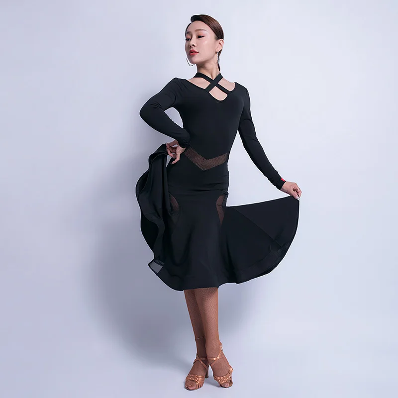 Тонкое латинское платье для танцев Танго Сальса ча Бальные тренировки