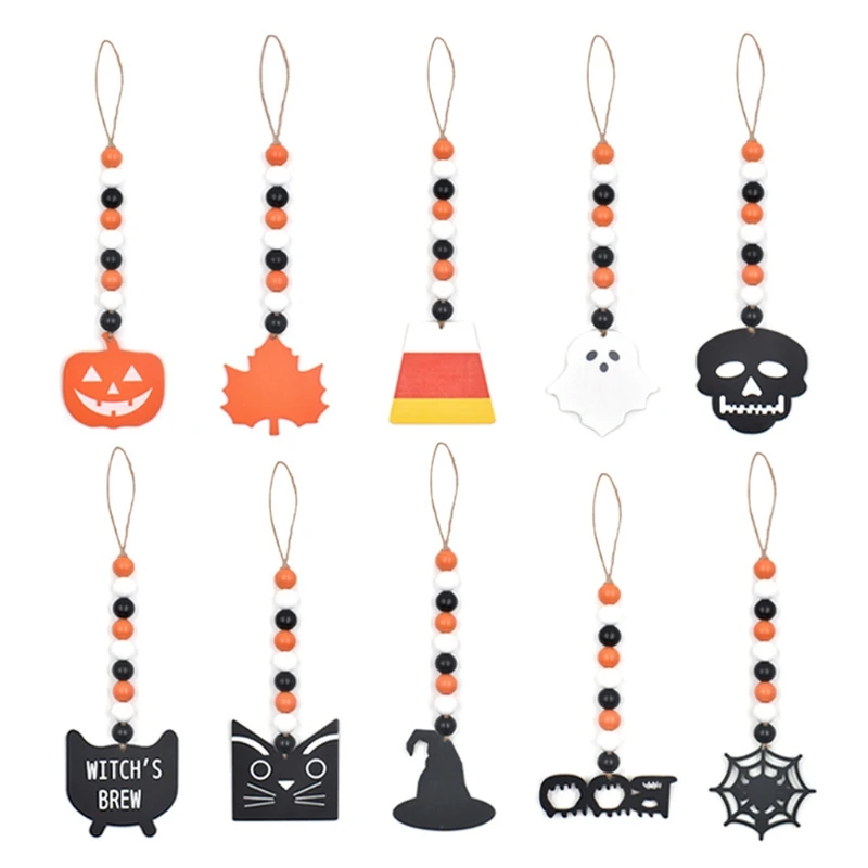 

10x/Set Vivid Halloween Tree Ornament Wood Bead Prayer Bead for Shelf Display
