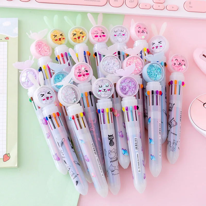 

1Pcs Kawaii Cute Animal Cartoon Ballpoint Pen 10 Colors School Office Supply Stationery 0.5mm Multicolored Pens Colorful Refill