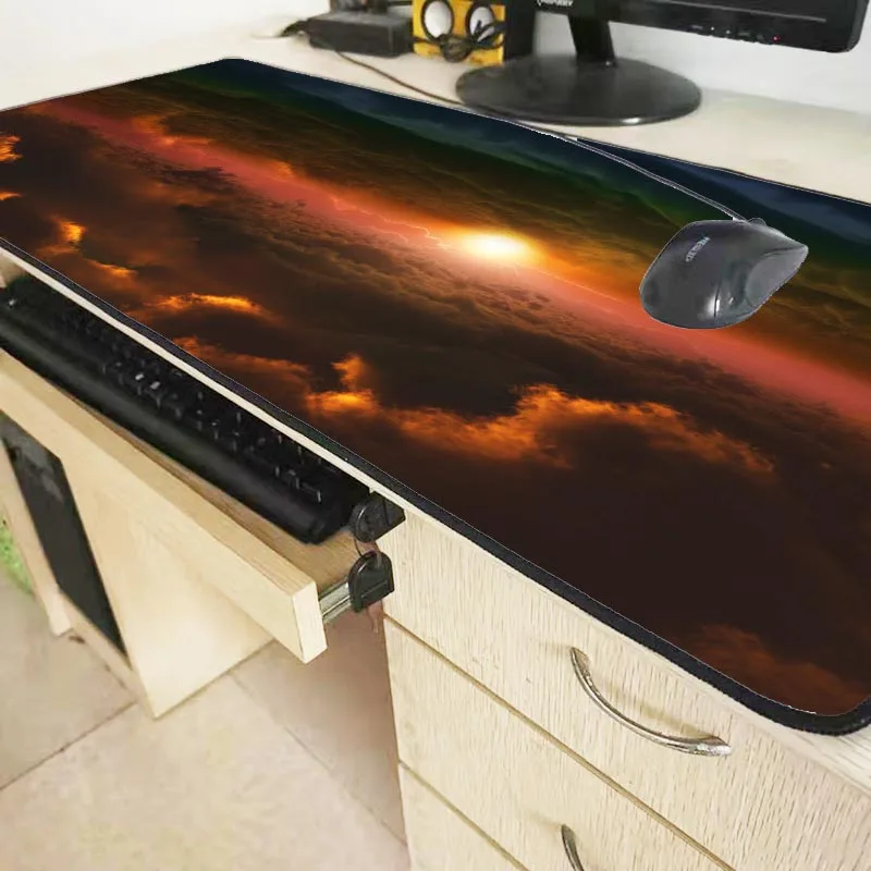 XGZ закат Дерево красное облако большой коврик для мыши Натуральный каучук