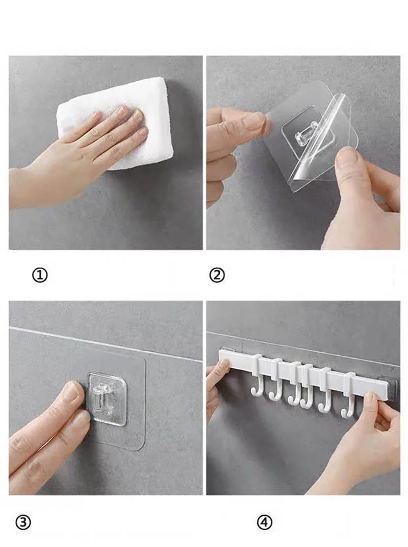 

New Multifunction Storage Hook Holder 6 Hooks Wall Self Adhesive Door Holder Hanger Rack For Scoop Bathroom Kitchen Organizer
