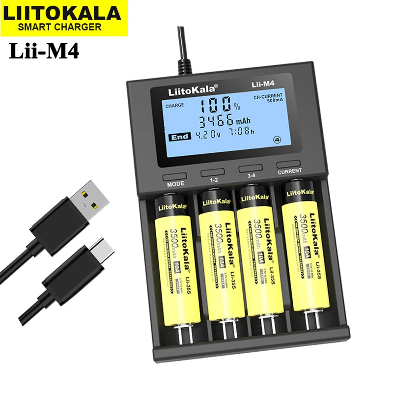 2022 LiitoKala Lii-M4 18650 ЖК-дисплей универсальное умное зарядное устройство тестовая